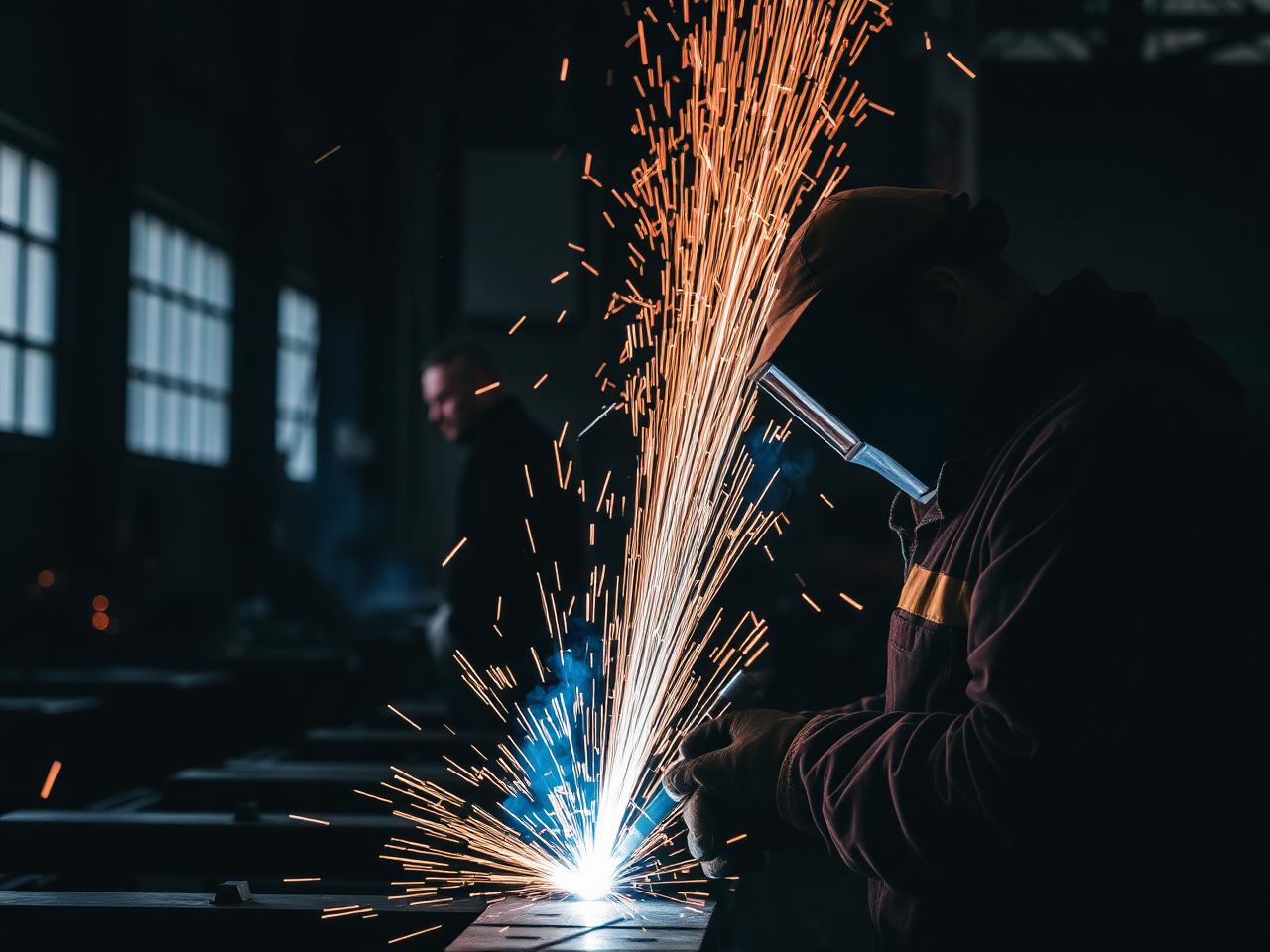 Welding at fabrication workshop